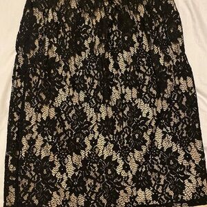 Apt. 9 -Black Lace with Tan Under Slip Knee Length Skirt, Size-XL